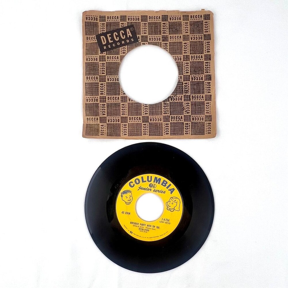 Vintage Columbia Junior Series 45 RPM Vinyl Record with Decca Sleeve